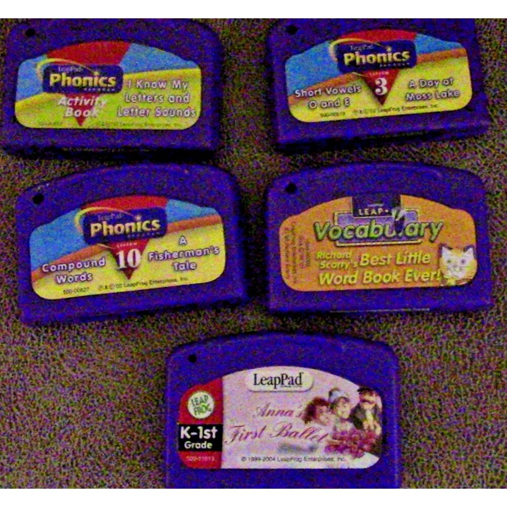 5 LeapFrog Leap 1 Vocabulary Richard Scarry's, Anna's Ballet, Phonics CARTRIDGES
